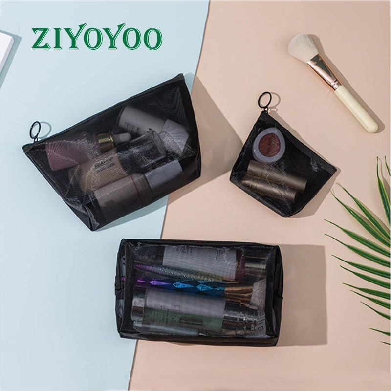 Hot Sell Eco-friendly Women Girls Mesh Toiletry Organizer Cosmetic Makeup Bag