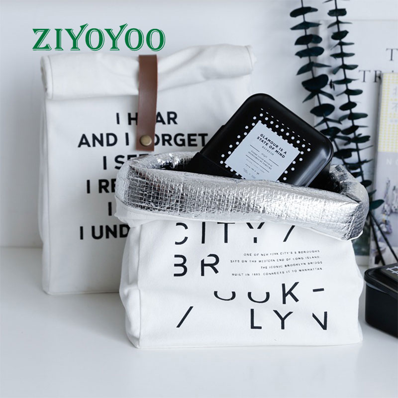 2021 Cotton Canvas Cooler Thermal Fruits Snack Drink Keep Fresh Insulated Lunch Bag,wholesale Thermal Insulated Cooler Bags