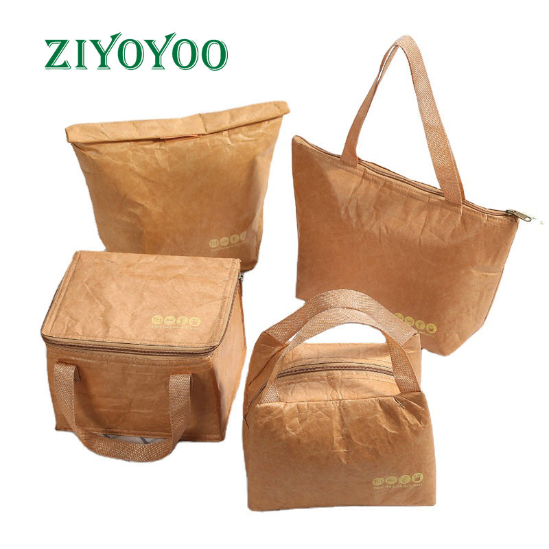 Custom Picnic Kraft Tote Insulated Lunch Reusable Cooler Bag Backpack