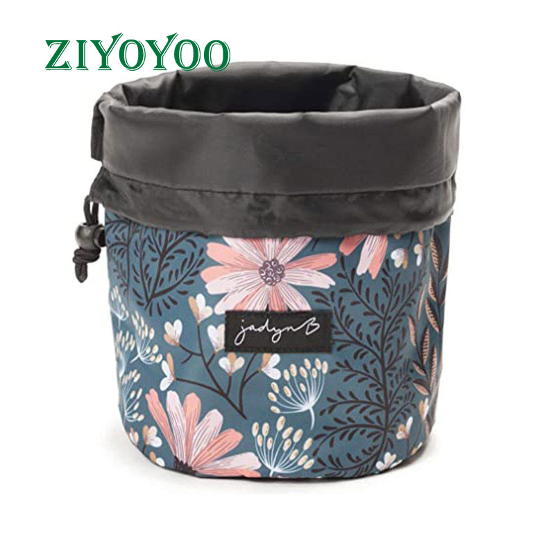 Fashion Travel Women Ladies Nylon Cosmetic Make Up Drawstring Bag With Mesh Window