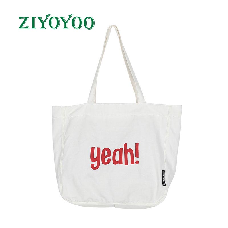 New Simple Letter Design 4 Colors Pink White Grey Black Silk Screen Printing Canvas Beach Tote Bag