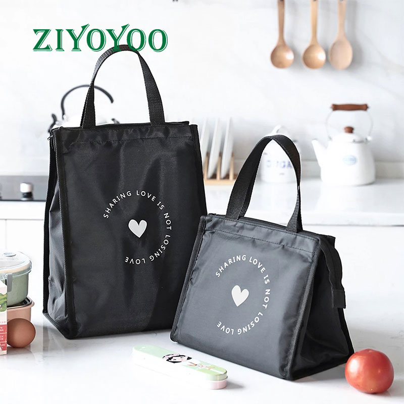 Outdoor Oxford Cloth Custom Black Lunch Thermal Insulated Aluminum Liner Lunch Cooler Bag