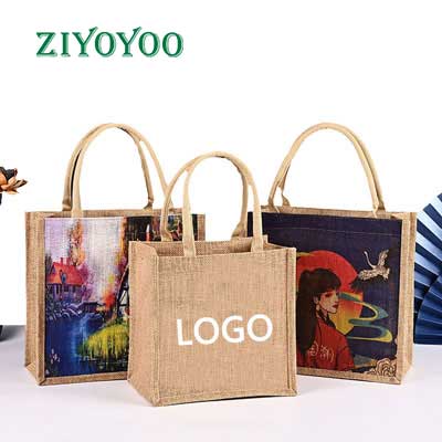 jute tote bag with zipper