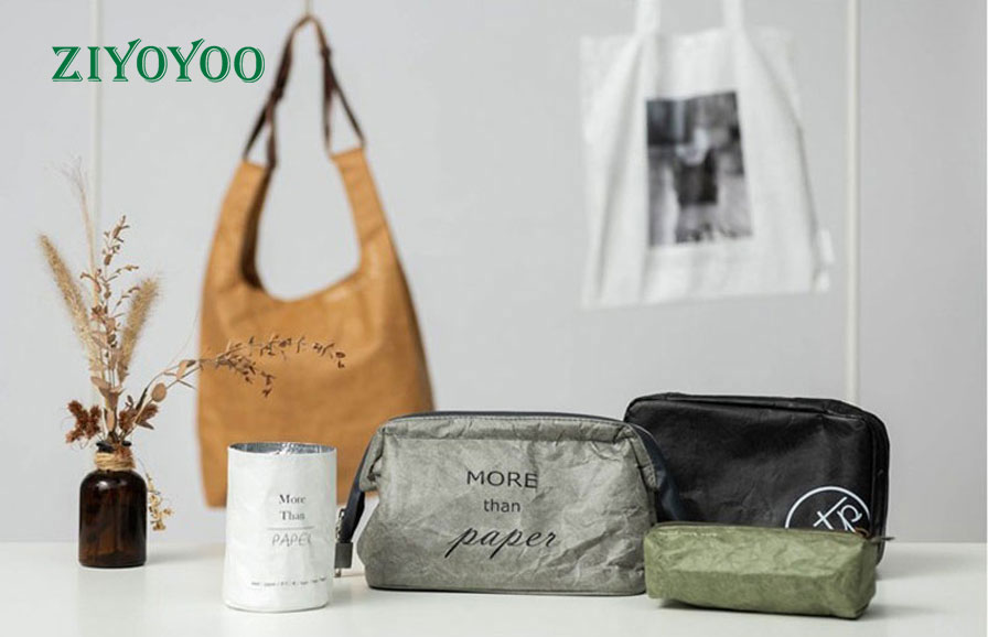 2022 Designer Luxury Clear Cover Washable Kraft Paper Fabric 3 Cosmetic Bags In One Set