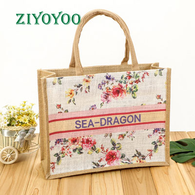 natural burlap tote bag