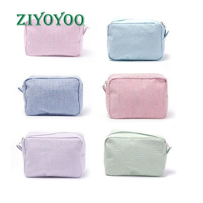 seersucker cosmetic bag