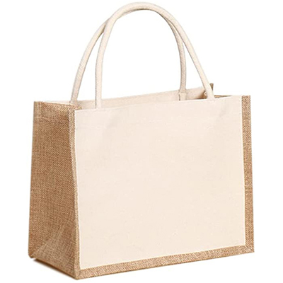 Eco Friendly Personalized Jute Burlap Women's Foldable Tote Bags with Custom Printed Logo