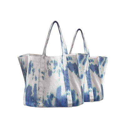 beach canvas spiral tie dye tote bag