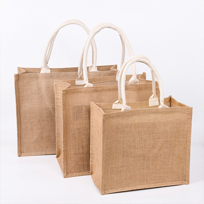 burlap linen jute bags reusable shopping tote bag
