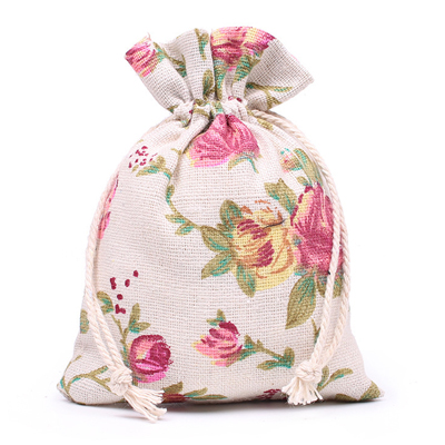 Printed Jute Drawstring Bag