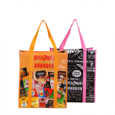 custom laminated non woven metallic reusable shopping tote bags